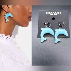 Coach Aqua Dolphin Earrings